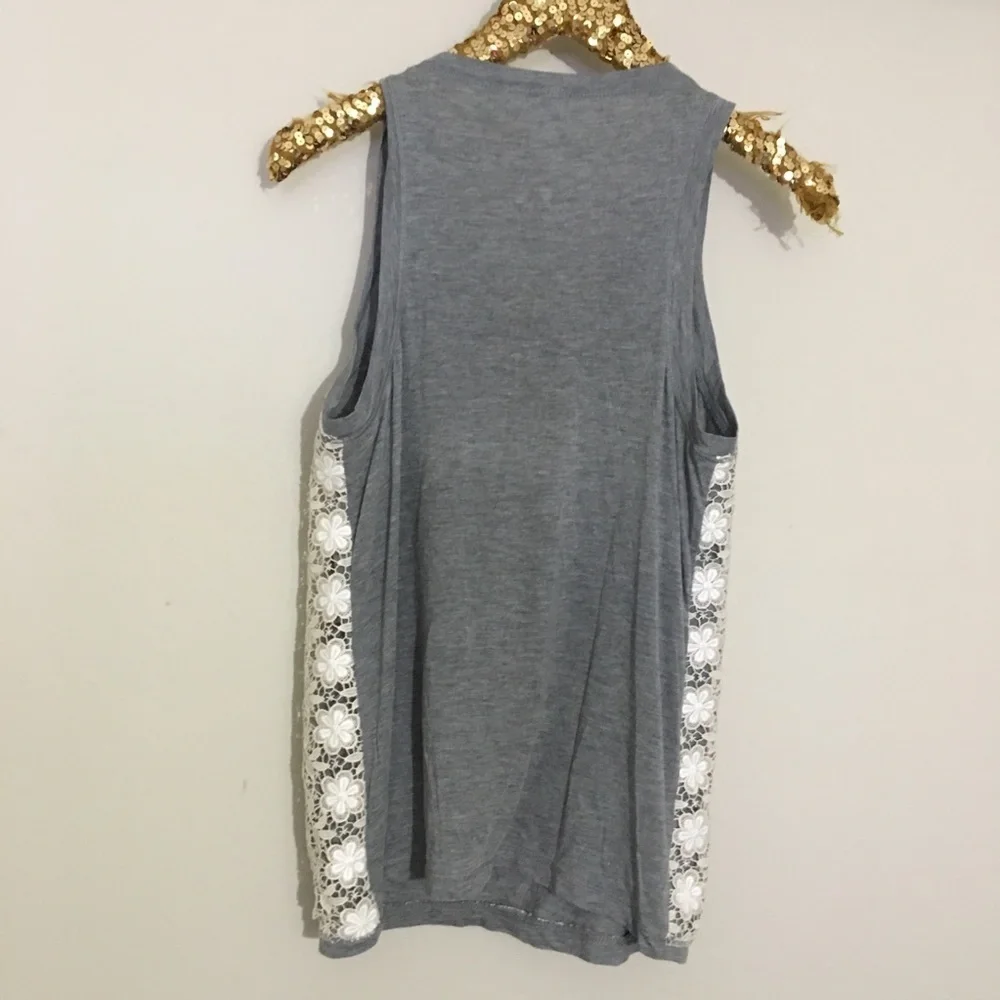 J. crew crocheted lace white and grey top S